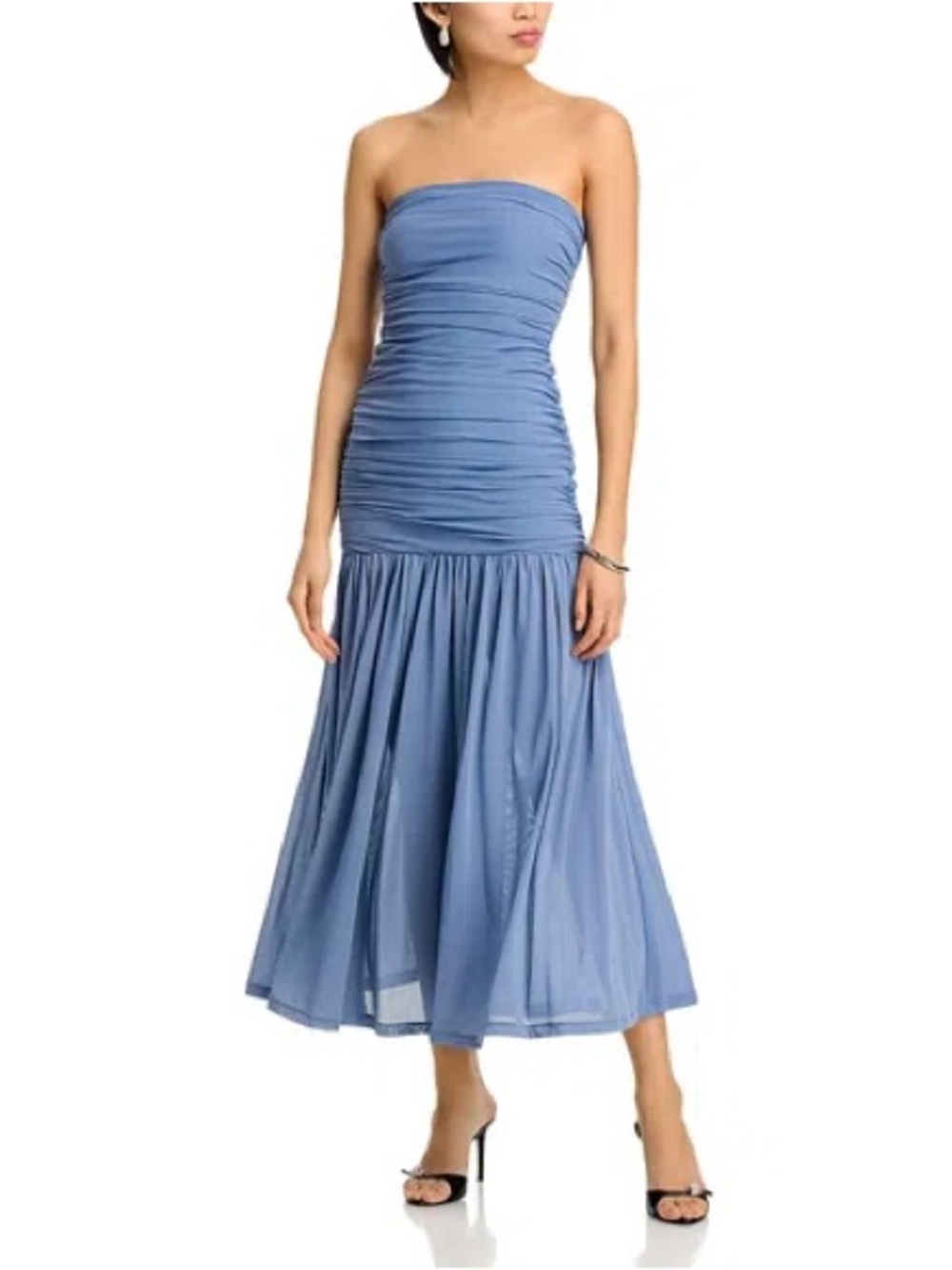 Bardot Solana Strapless Dusty Blue Maxi Dress